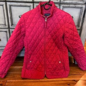 Lands End Berry Quilted Jacket